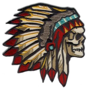 Indian Chief Skeleton Head Dress Patch