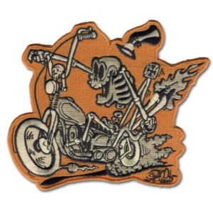 Bone Daddy Top Hat Skeleton Motorcycle Rider Patch