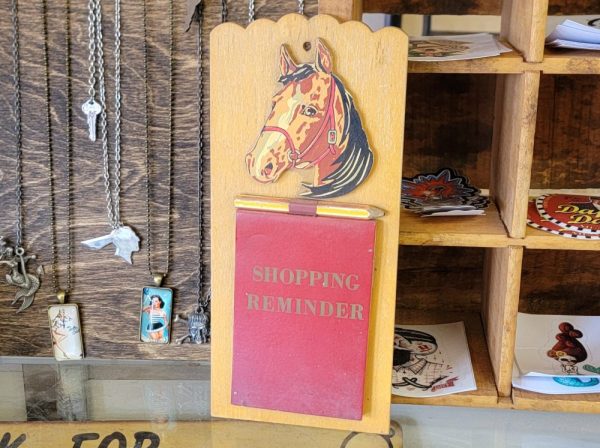 1950s Wood Shopping Reminder Board Horse Head