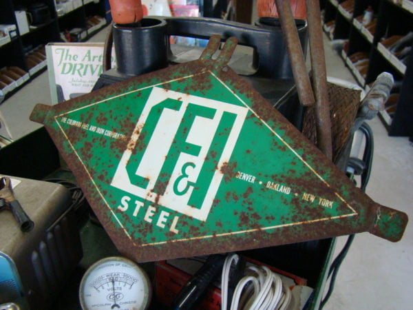 Colorado Fuel And Iron Corp CFI Steel Tin Sign, Double Sided