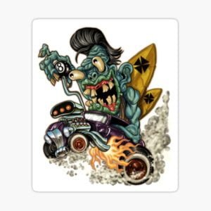 Rat Rod Burning Rubber Surf Monster Sticker