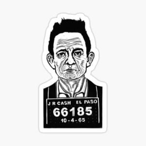 Johnny Cash Mugshot Art Sticker