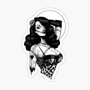 Moonlight Rockabilly Zombie Pin-Up Sticker