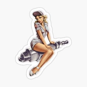 Pin-Up Girl Spark Plug Sticker