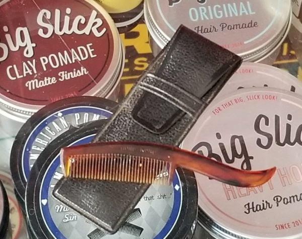 Mustache Comb In Black Leather Carry Case