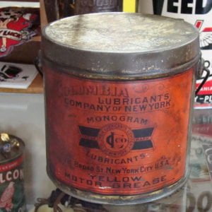 Columbia Lubricants Monogram Yellow Motor Grease Can