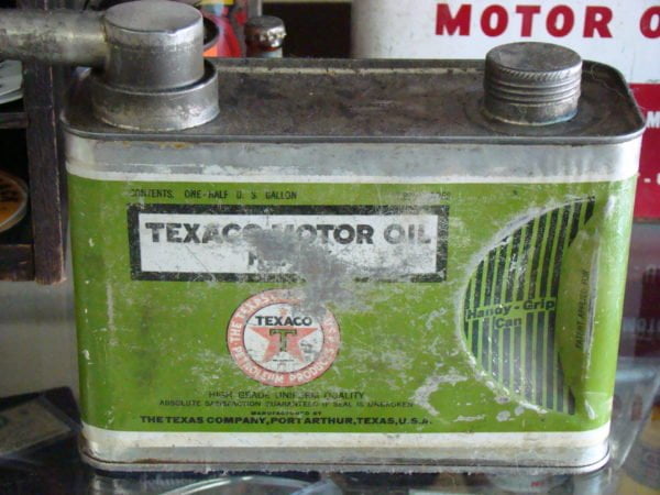 Texaco Motor Oil Heavy Handy Grip Tin Close