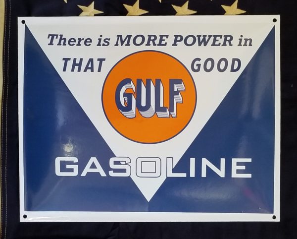 Gulf More Power Gasoline Porcelain