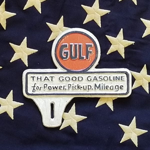 Gulf Good Gasoline License Plate Topper