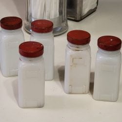 White Glass Kitchen Container Set Red Lids