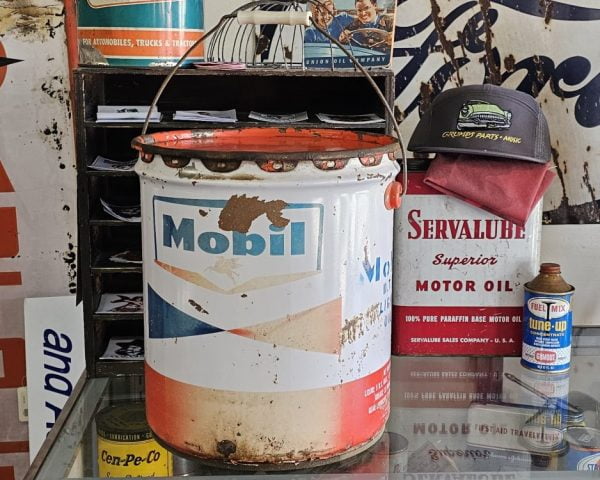 Mobil Light Oil Bucket, Five Gallon Back