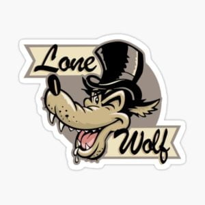 Lone Wolf Head Color Hot Rod Sticker