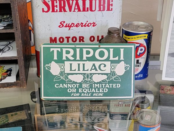 Tripoli Lilac Cannot Be Imitated Or Equaled Cardboard Sign