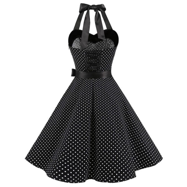 Black Polka Dot Pin-Up Dress Back