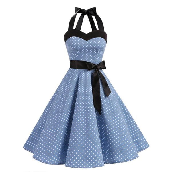 Pin-Up Dress Light Blue Polka Dot 