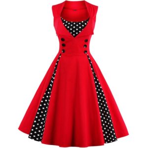 Pin-Up Dress Red With Black White Polka Dots 