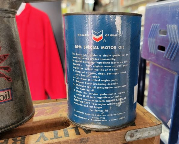 RPM Special Motor Oil Can, New Old Stock Back