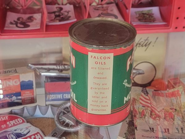 1940s FALCON Motor Oil Can, Quart Side Empty