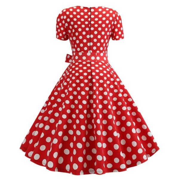 Pin-Up Dress Red With White Polka Dots Back