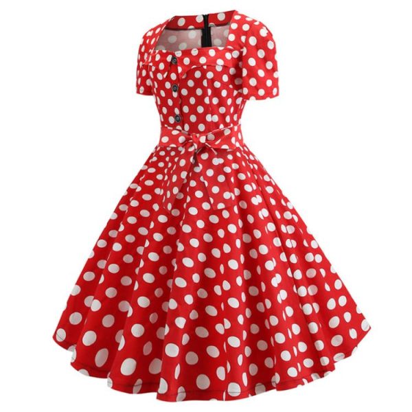 Pin-Up Dress Red With White Polka Dots Side