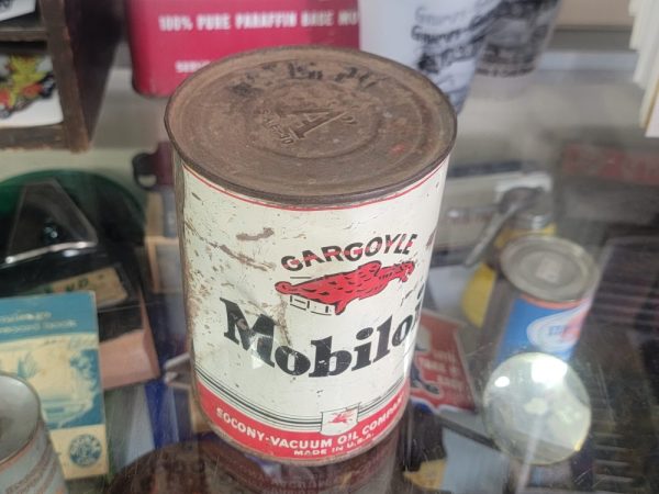 Gargoyle Mobiloil A Motor Oil Can Side