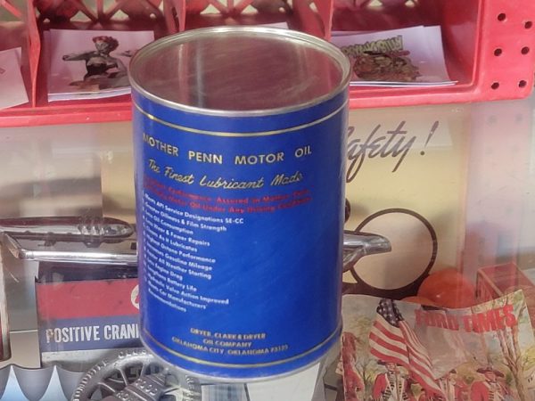 Mother Penn Motor Oil Cardboard Can Back