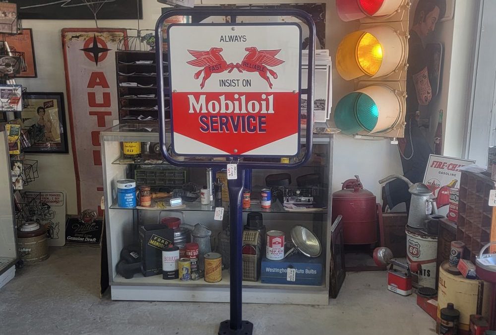 Mobiloil Service Island Lollipop Sign