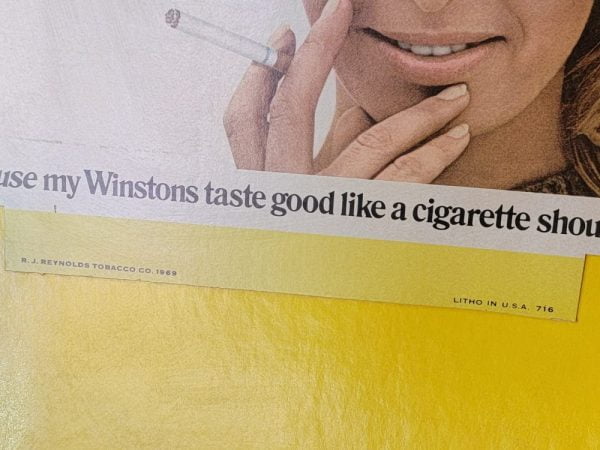 Winstons Cigarettes Counter Display Print Year