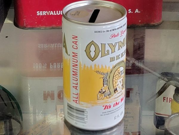 Olympia Beer Can Bank Side