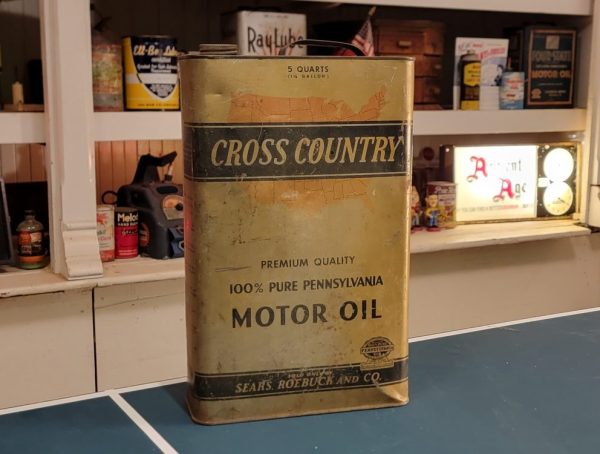 Cross Country Motor Oil Can, Five Quart