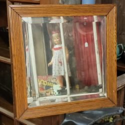 Ribbed Oak Beveled Mirror