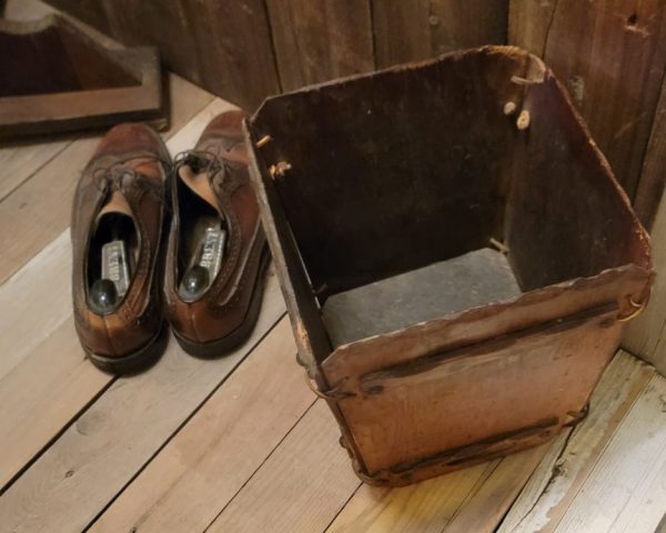 Wooden Cowboy Trash Can, 1940s Inside