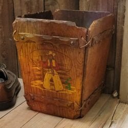 Wooden Cowboy Trash Can, 1940s