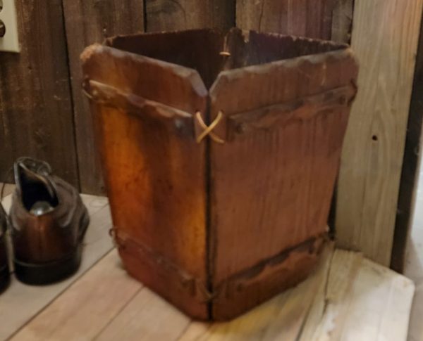 Wooden Cowboy Trash Can, 1940s Side