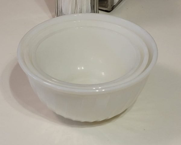 Fire King Mixing Bowl Set, White Stacked