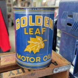 Golden Leaf Motor Oil Can, Quart