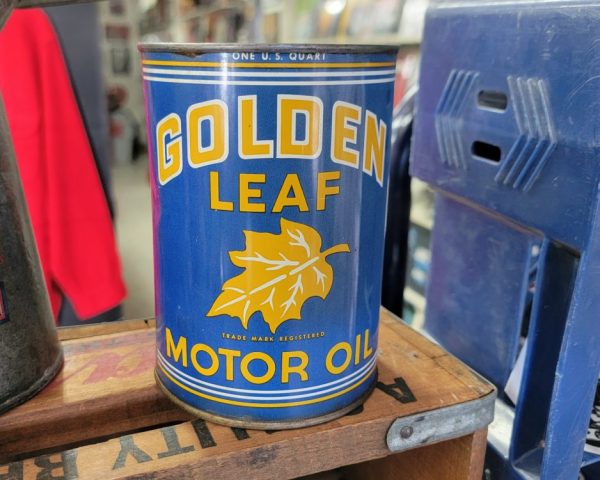 Golden Leaf Motor Oil Can, Quart