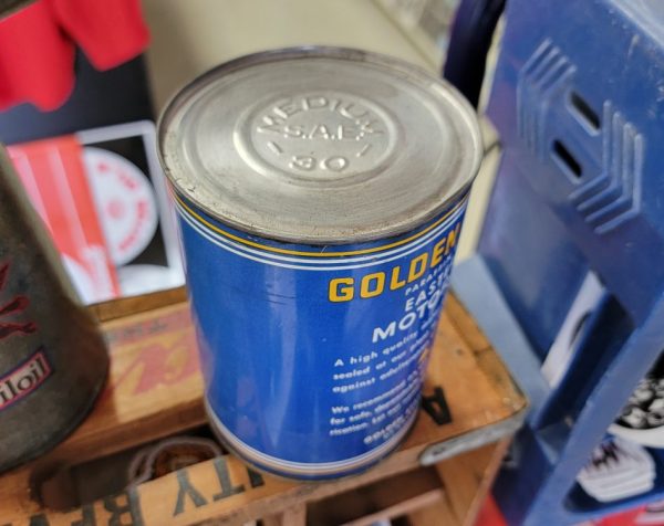 Golden Leaf Motor Oil Can, Quart Top