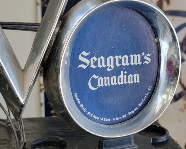 VO Seagram's Canadian Whiskey Bottle Top Display Wording