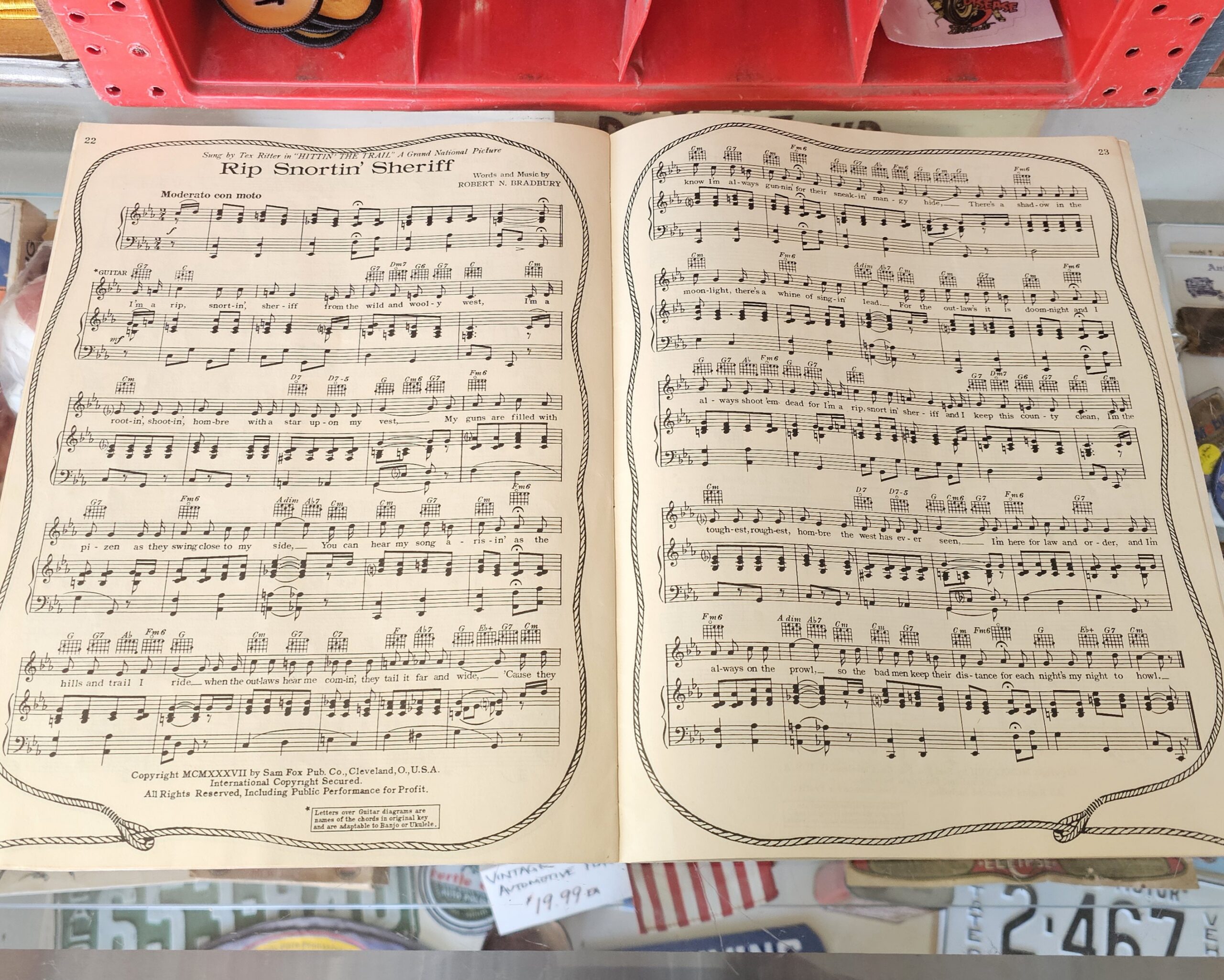 Tex Ritter Cowboy Song Folio Inside