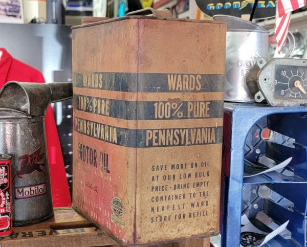 Wards 100% Pure Pennsylvania Motor Oil Can Right & Front