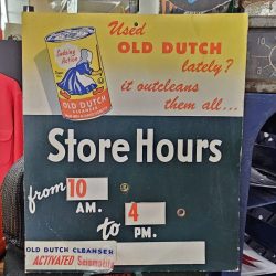 Old Dutch Cleanser Store Hours Cardboard Sign