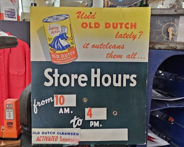 Old Dutch Cleanser Store Hours Cardboard Sign