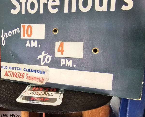 Old Dutch Cleanser Store Hours Cardboard Sign Bottom