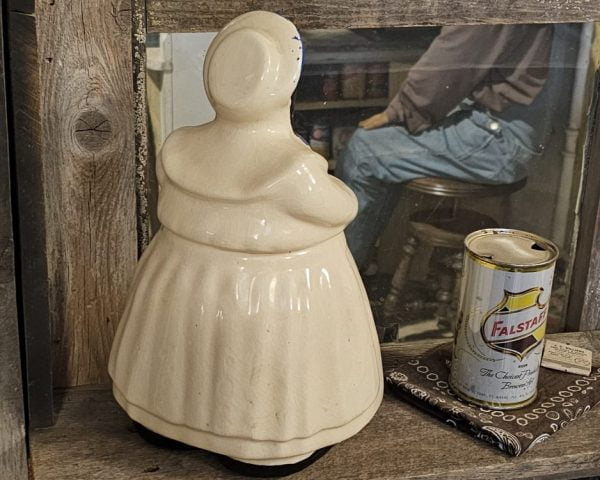 Lady With Pigtails Cookie Jar Back