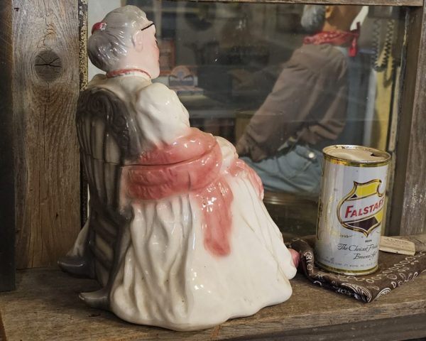 Crocheting Grandma With Cat Cookie Jar Right