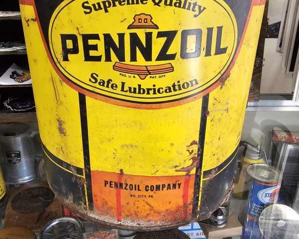 Pennzoil Motor Oil Can, Five Gallon Back Denting