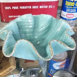 Mid-Century Fluted Serving Bowl, Green