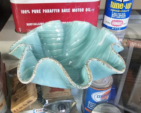 Mid-Century Fluted Serving Bowl, Green