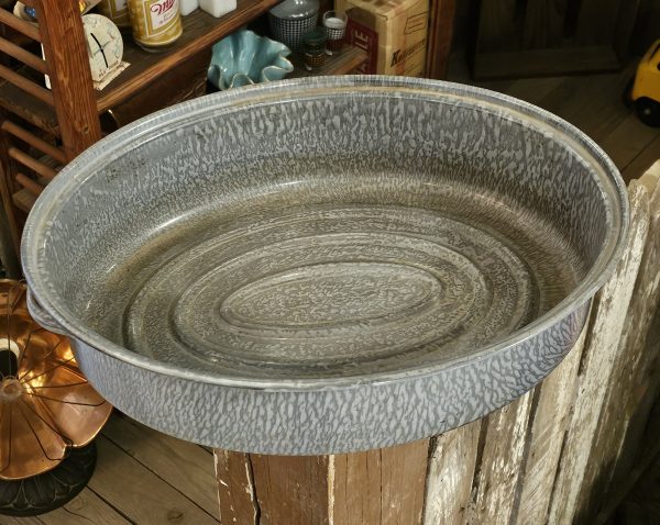 Grey Enamelware Roasting Pan Inside